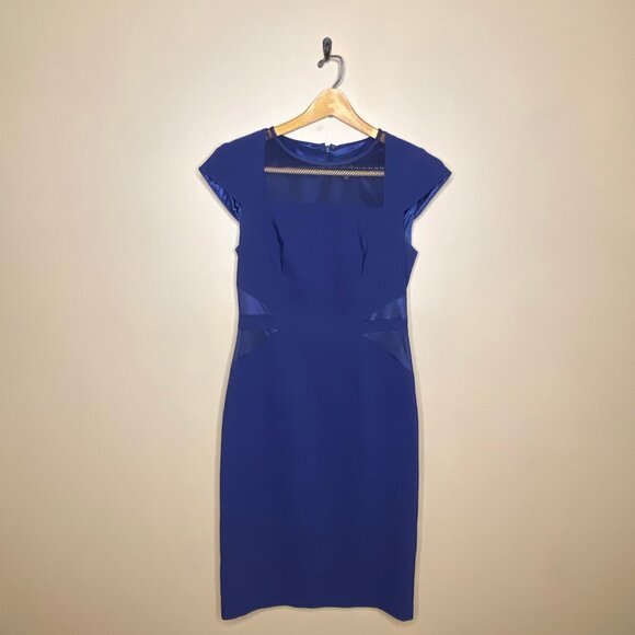 Office Siren Navy Black Label Sak’s Fifth Avenue Knee Length Dress - Picture 1 of 12